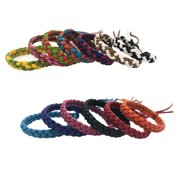 EeaseMX Pulsera repelente de mosquitos bicolor (14 unidades), ajustable, de cuero tejido, para repeler insectos y plagas (colores variados)