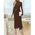 thumbnail image 3 of YOGAFOX Women's Fall Mock Neck Midi Bodycon Long Sleeve Elegant Dresses S-XL, 3 of 5