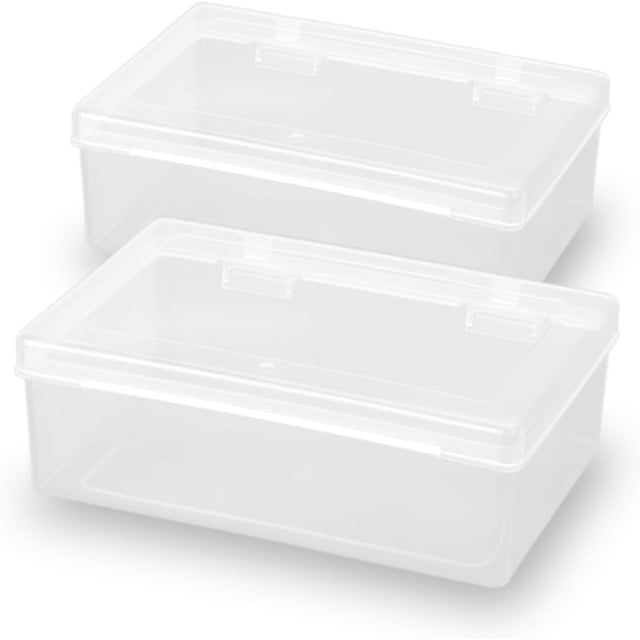 2Pack Polypropylene Rectangle Small Storage Containers Box,Rectangular Clear Plastic Storage Containers Box for Collecting Small Items, Beads, Game Pieces, Business Cards, Crafts Accessories