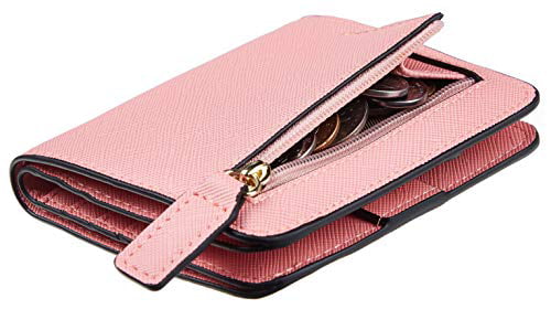 Women Small Wallet Lady Mini Purse Bifold Leather Short Wallet RFID Blocking with ID Window 
