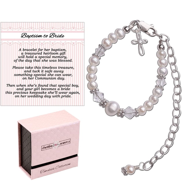 Pulsera Cherished Moments Baptism to Bride Silver Pearl