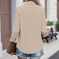 thumbnail image 3 of Long Sleeve Dress Shirts for Women Button Down Casual Business Work Tops with Pocket Tunic Blouses 2026 Khaki L, 3 of 4