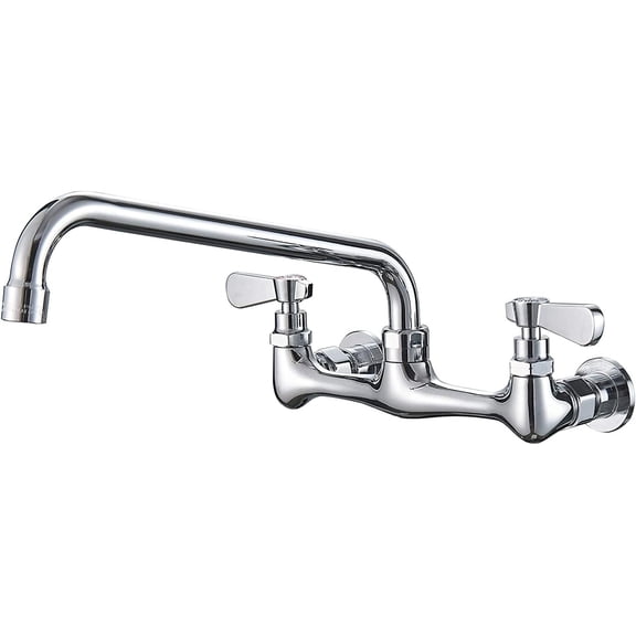 Commercial Kitchen Faucet 8"Center Wall Mount 2Handle Restaurant Sink Mixer Tap