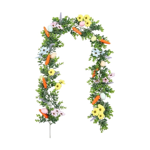 Tuscom Artificial Eucalyptus Garland with Easter Eggs 68.9in Spring Vine Decor for Indoor Outdoor Door Easter Wreath Colorful Easter Eggs and Leaves Garlands for Party Holiday Home Decorations