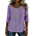 thumbnail image 4 of Blusas para las Mujeres Casual Verano Suave Y Cómodo Suelto Camiseta Blusa Cuello en V Manga Larga Camiseta Denim Vestido Mujeres para la Oficina Entrenamiento Al Aire Libre, 4 of 9