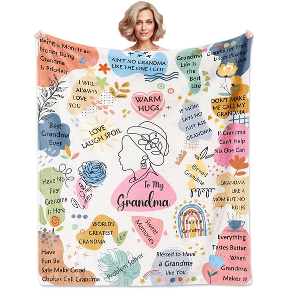 Grandma Gifts from Granddaughter, Gifts for Grandma Blanket 60"X50", Grandma Birthday Gifts, Grandma Gifts from Grandchildren, Best Great Grandma Gift Ideas for Mothers Day Anniversary Christmas