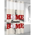 thumbnail image 2 of No Hook Shower Curtain with Snap-in Liner, White Red Baseball Waterproof Fabric Bathroom Curtains, Modern Art Funny Words Bath Curtains & Mesh Top Window Stand Up Stall 36"x72", 2 of 9