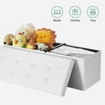 SONGMICS 43" Folding Storage Ottoman Bench White Ottoman with Storage