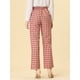 thumbnail image 4 of INSPIRE CHIC Pantalones a cuadros casuales para mujer, bolsillos, pierna recta, trabajo, oficina, pantalones beis rojo S, 4 of 5