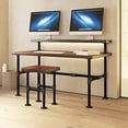 thumbnail image 5 of 28 Inche Industrial Pipe Table Legs Set, Iron-Cast Finish Piping for Wooden Computer Desk, Office, Home, Rustic Furniture for DIY Decor with 6-Inch Monitor Shelf Support, 5 of 8