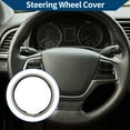 thumbnail image 2 of Funda para volante de cuero artificial PU, protector de volante de automóvil ABS, blanco, 2 of 6