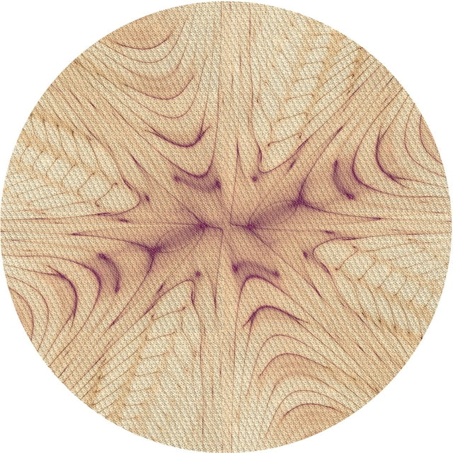 Ahgly Company Tapis d'Intérieur Ronds Lavables à la Machine, Style Transitionnel, Brun Sable Brun, 8 Pieds Rond
