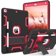 thumbnail image 1 of Funda para iPad de 9.ª generación, iPad de 8.ª generación, iPad de 7.ª generación, iPad de 10.2" (2021/2020/2019), 3 en 1, resistente, antiarañazos, con soporte para lápiz, color negro/rojo, 1 of 8