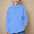 thumbnail image 2 of HCNTES Big Boy's Polo Shirts Long Sleeved Solid Color Basic Polos Breathable Basic Undershirt(Blue,3-4 Years), 2 of 5