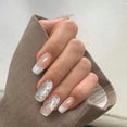 thumbnail image 2 of Uñas postizas YOSOMMK medianas nude cuadradas con diseño floral, 2 of 5