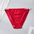 thumbnail image 5 of Ohufall Womens Panties Thin Strap Satin Silky Low Waist Fashion Briefs Solid Color Flower Vacation Soft Underwear, 5 of 5