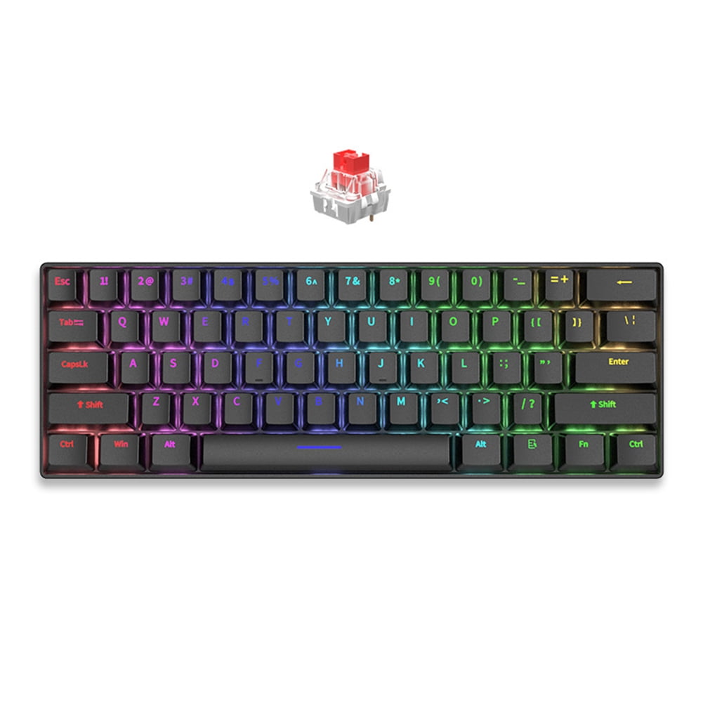 Mechanical Keyboard 61 Keys Mixed Light Hot Swap Keyboard Office Accessories Gaming Keyboard Black Cyan