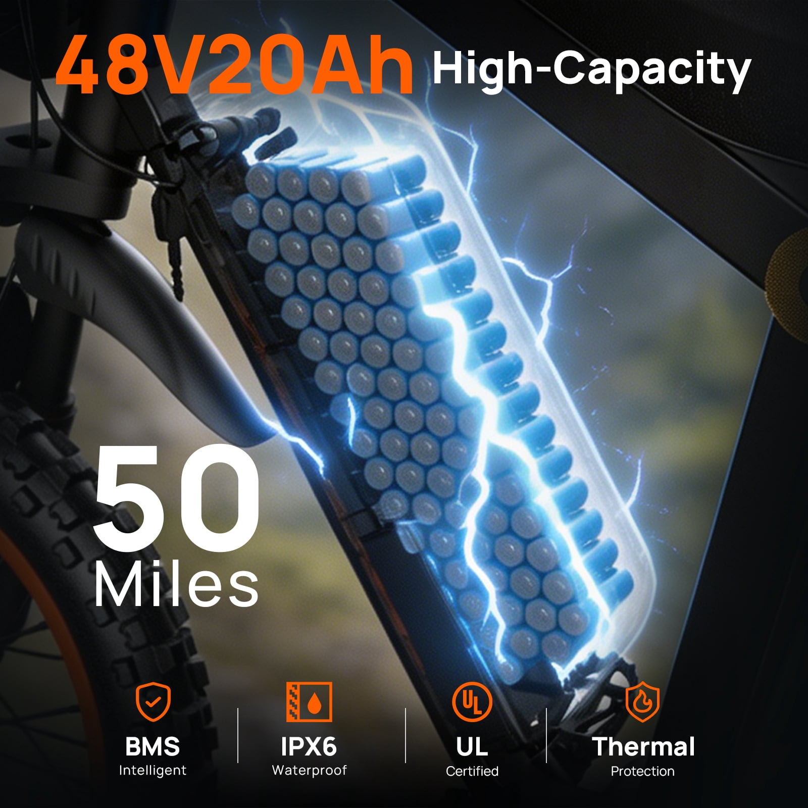 TieTie Electric Dirt Bike for Adults & Teens, 1500W Peak Motor, 32MPH 48V 20Ah Battery, Off-Road Fat Tire Electric Motorcycle, UL2849