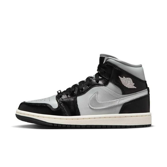 Womens AIR Jordan 1 MID SE Blk/Metalic Silver 6 US FB9892 002