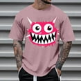 thumbnail image 1 of Blusas y camisas de manga corta con cuello redondo para hombre, blusas casuales de verano a la moda con cuello redondo y estampado para hombre., 1 of 4