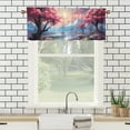 thumbnail image 3 of Japanese Kitchen Window Curtain Valance Asian Art Cherry Blossom Waterfall Mountain Window Treatment for Living Room Bedroom Bathroom 54 by 18 in, 1 Panel, 3 of 6
