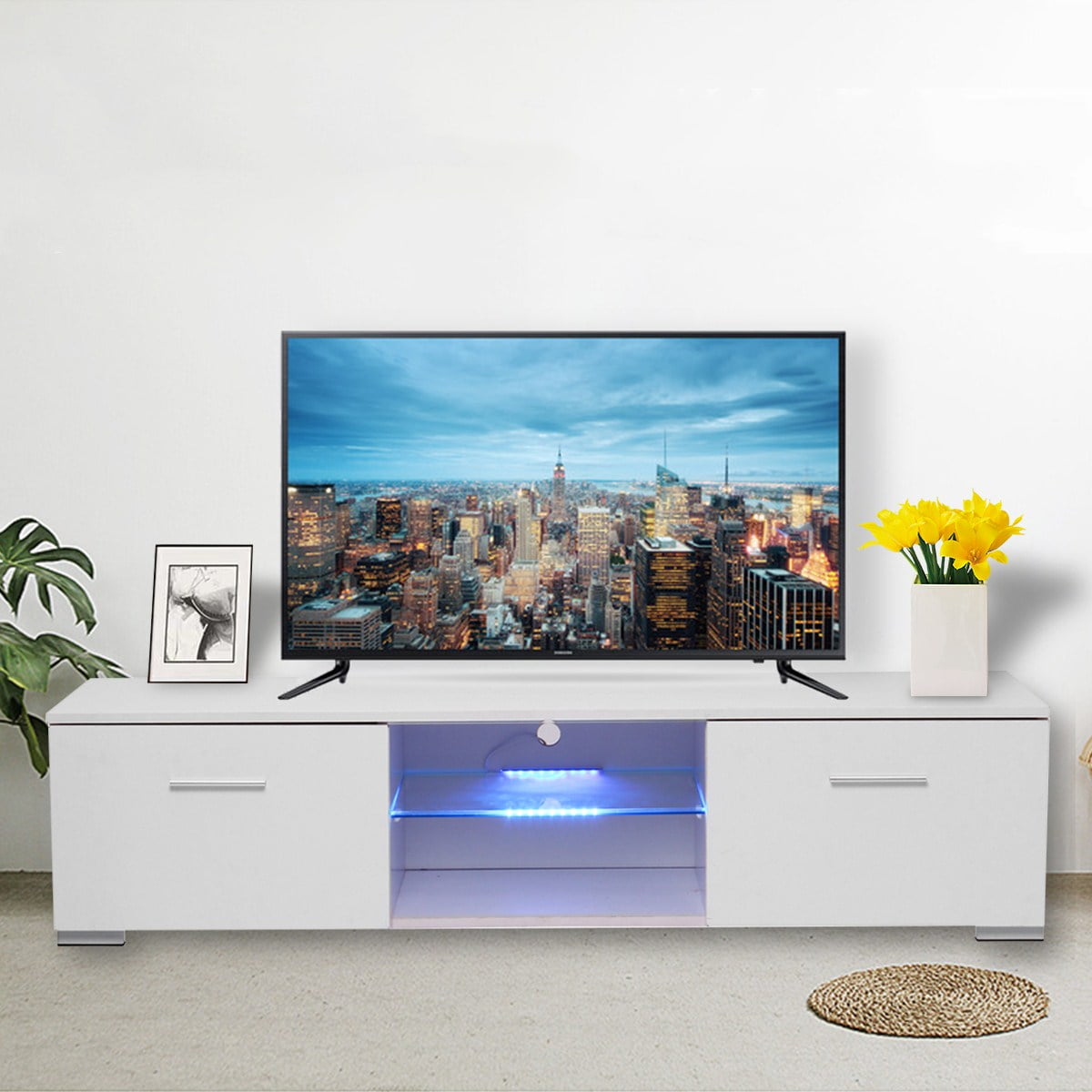 Color : Gray, Size : 57X15.7X13.7 inches TV Cabinet 57 Inch Large Capacity TV Cabinet Modern LED TV Cabinet Living Room Furniture TV Cabinet Console Sundries Home Furnishings Marble Style