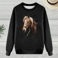 thumbnail image 2 of Women Oversize Sweatshirts 2026 Horse Graphic Print Long Sleeve Crew Neck Casual Y2K Pullover Tops Black, 2 of 4