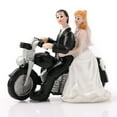 thumbnail image 3 of Cake Decorating Supplies Ludlz Motorcycle Wedding Cake Topper: Quirky Bride & Groom Figurine with "Just Married" Sign, Perfect for Wedding Cakes, Anniversaries, And Bridal Showers Harlik, 3 of 6