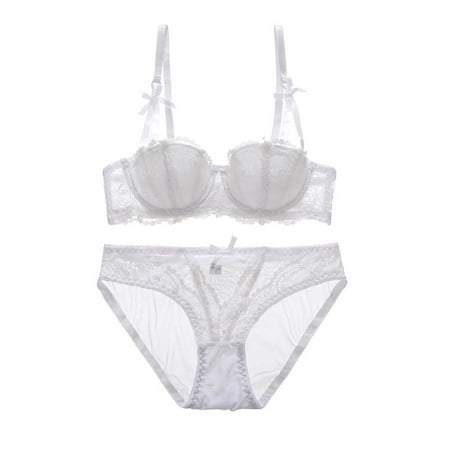 

Women s Lace Bra and Panty Sets Two Piece Underwire Sexy Lingerie Push Up Bras Set White