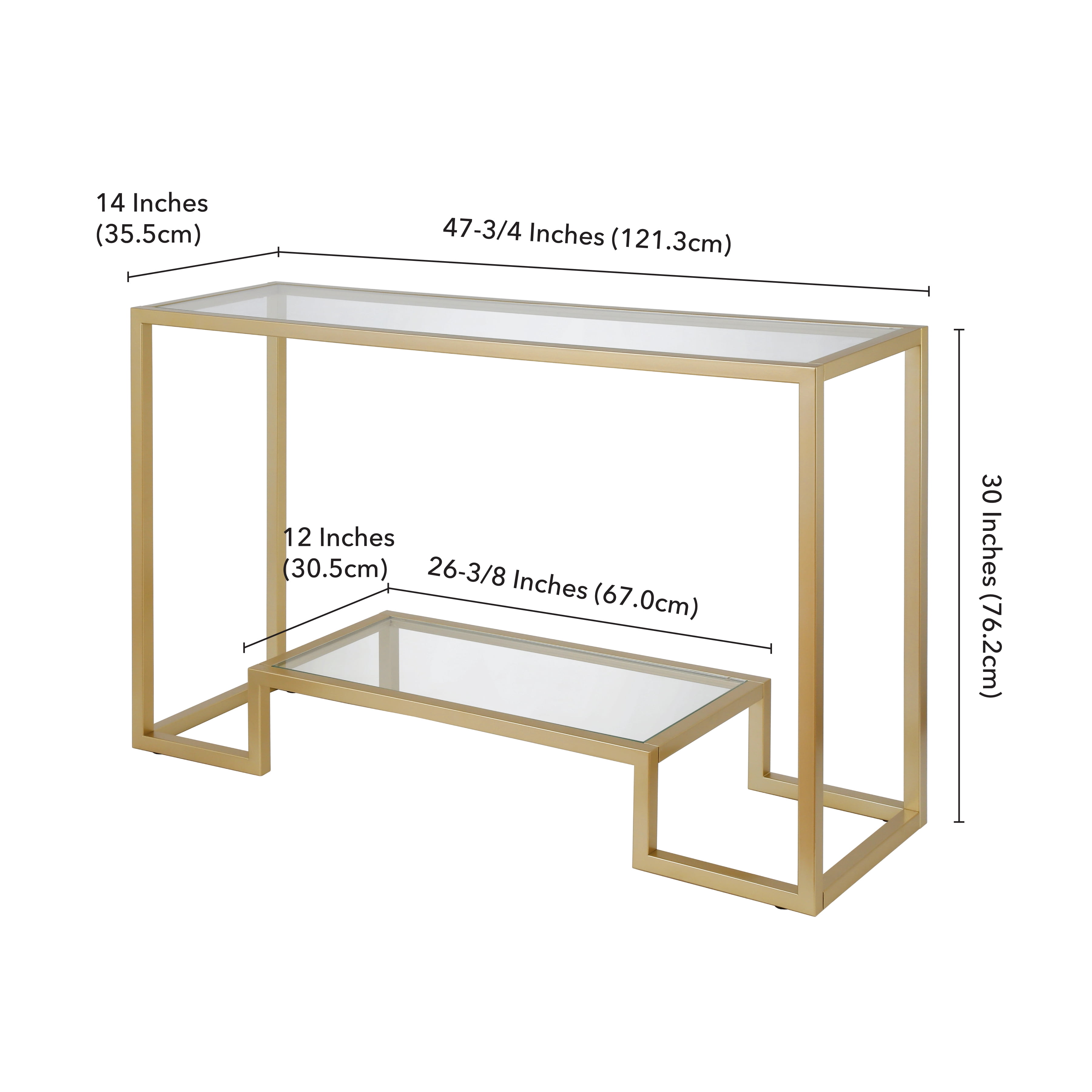 Evelyn&Zoe Athena 47.75" Wide Rectangular Console Table, Brass