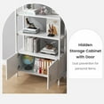 thumbnail image 4 of Arched Bookshelf with Doors, 71" Tall Industrial Bookcase with Sturdy Metal Frame, Freestanding Display Shelving Unit, White Geometric Book Shelf for Lving Room, Bedroom, Home Office, 4 of 7