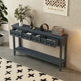 thumbnail image 4 of Harper & Bright Designs Retro Long Console Table with Storage Drawers and Bottom Shelf, Wood Rustic Sofa Table for Entryway Living Room, Hale Navy, 4 of 18