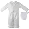 Christening Baptism Newborn Baby Boy Special Occasion 3 Pc Satin Long Pant Outfit Set w/ Diamond Embroidered Vest