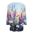 thumbnail image 5 of UoCefik Oversized Tshirts Shirts for Women Elbow 3/4 Length Sleeve Floral Womens Work Shirts or Blouses Half Sleeve V Neck Plus Size Dress Blouses Dress Tops for Older Women Dark Purple XL, 5 of 5