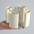 thumbnail image 4 of 360 Degree Rotation Pencil Holder, 5 Slots Pencil Holder for Desk Pencil Cup Makeup Brush Holder Office Business Card Pen Pencil Stationery Holder Organizer Storage Box, 1Pc(Yellow,4.3x4.3x4.2"), 4 of 7