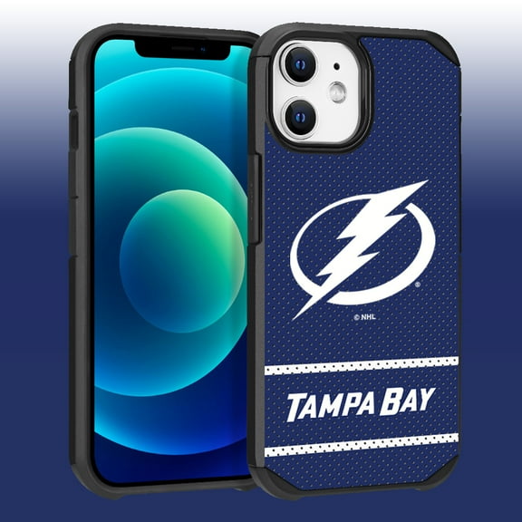 Apple iPhone iPhone 12 Pro (6.1) -NHL Licensed Tampa Bay Lightning Team Logo on Jersey Textured Dual Layer Case