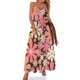 thumbnail image 1 of Vestido sin mangas estilo años 60 y 70 con estampado floral retro estético vintage en rosa ruborizado y marrón para mujer, 1 of 7