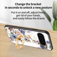 thumbnail image 6 of Case for Google Pixel 9 Pro XL, Tempered Glass Back +TPU Frame, Floral Pattern Diamond Ring Stand Ultra Slim Lightweight Anti-Scratch Back Case Drop Protective Support Magnetic Car Mount - Black, 6 of 8