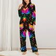 thumbnail image 3 of Disketp Pajamas Set Long Sleeve Sleepwear Womens Button Down Nightwear Pj Sets-Mexican Flower Traditional1, 3 of 9