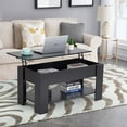 thumbnail image 1 of NiamVelo Table Basse en Bois à Plateau Relevable avec Compartiment Caché et Tablette de Rangement pour Salon, Noir, 1 of 8