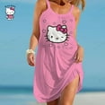 Casual Women Summer Beach Dress 2024 Femme Sexy Hello Kitty Print Short