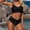 02 Black, variant on YueHuiYing Women's Solid Color V Neck Two Piece Swimsuit Set With Padded Cups No Underwire Top And Bottoms For Beach Pool