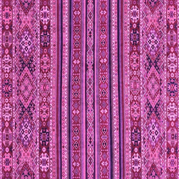Ahgly Company Indoor Square Abstract Pink Modern Area Rugs, 7' Square