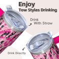 thumbnail image 4 of 20oz Double Wall Insulated Tumbler with Handle and Straw, Geometric Design Stainless Steel Travel Coffee Cup, 4 of 5