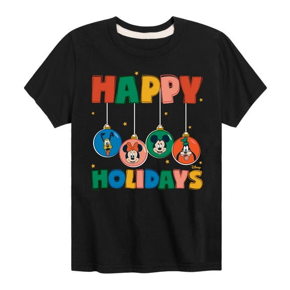 Disney - Happy Holidays Ornament Heads - Toddler & Youth Short Sleeve Graphic T-Shirt