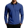 thumbnail image 3 of Josdec Men's Color Block Long Sleeve Top, Turndown Collar Contrast Piping Casual Base Shirt for Daily Layering S‑XXL, 3 of 8