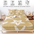 thumbnail image 5 of Twin XL Size Fitted Sheet Set - Coastal Starfish 2 Piece Bedding Sets 16" Deep Pocket Fitted Sheet with 1 Pillowcases, Ochre Yellow Nautical Vintage Marine Life Brushed Microfiber Hotel Bed Sheets, 5 of 9