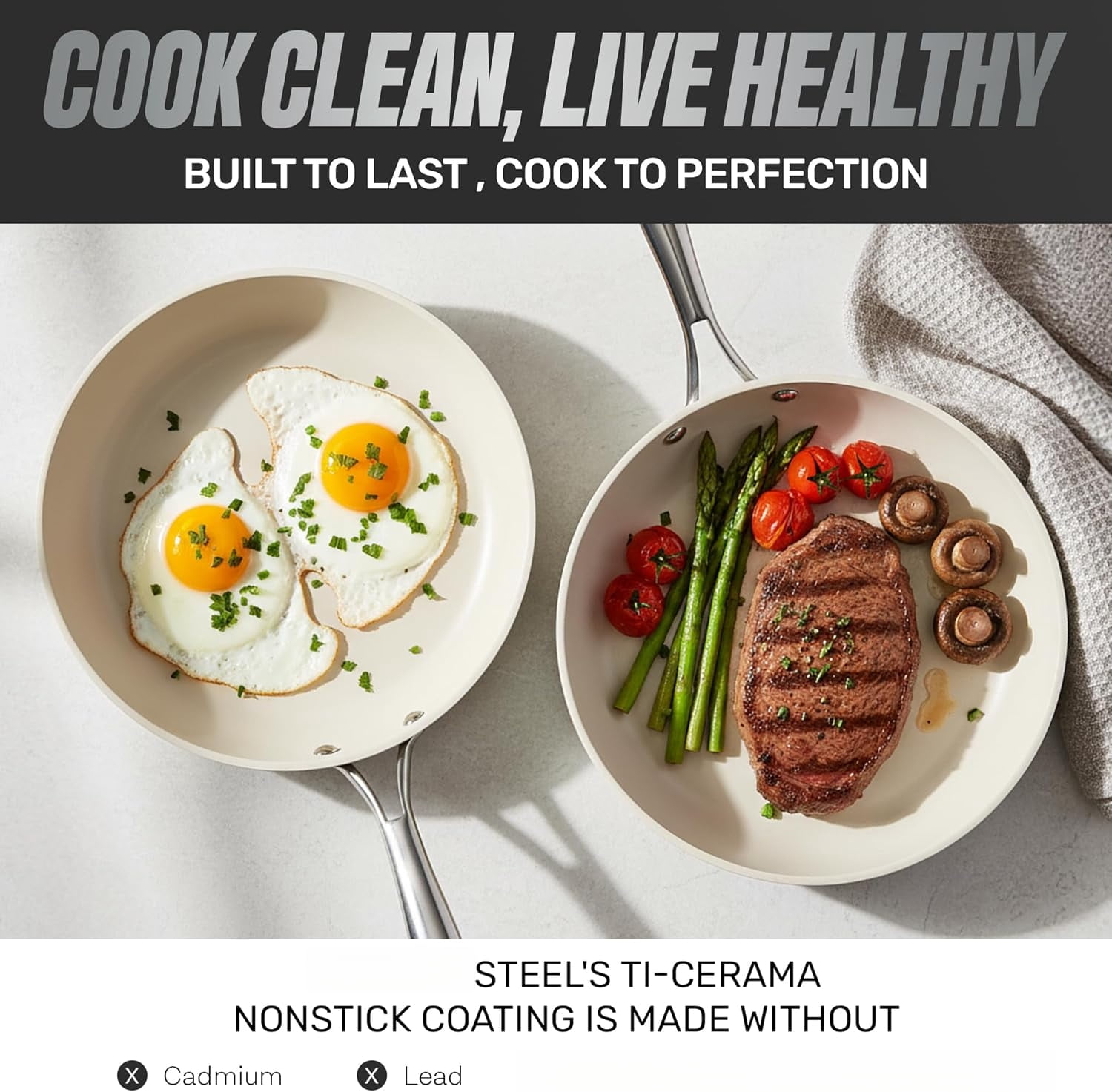 10 Inch Non Stick Frying Pans Nonstick Skillet, Ceramic Pan for Cooking Non Toxic, Nonstick Frying Pan Skillets with Stay Cool Handle, Fry Pans, Oven and Dishwasher Safe
