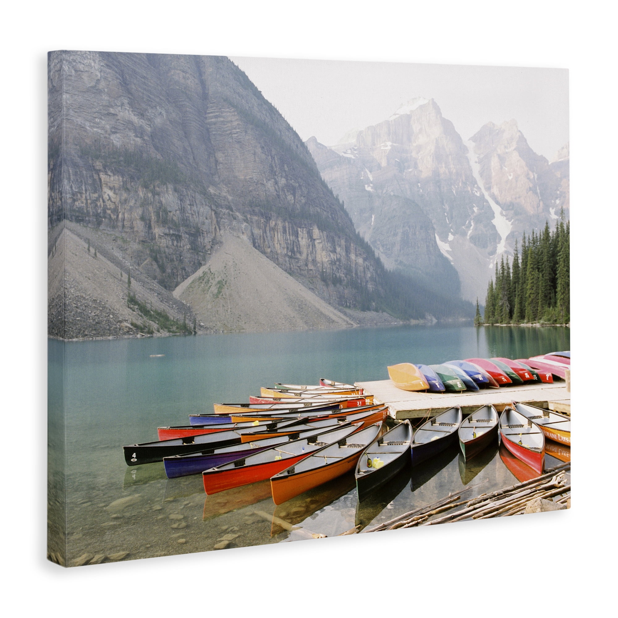 Stupell Industries Cliffside Canoe Dock Landscape Photography Gallery Wrapped Canvas Art Print Wall Art, 48 x 36