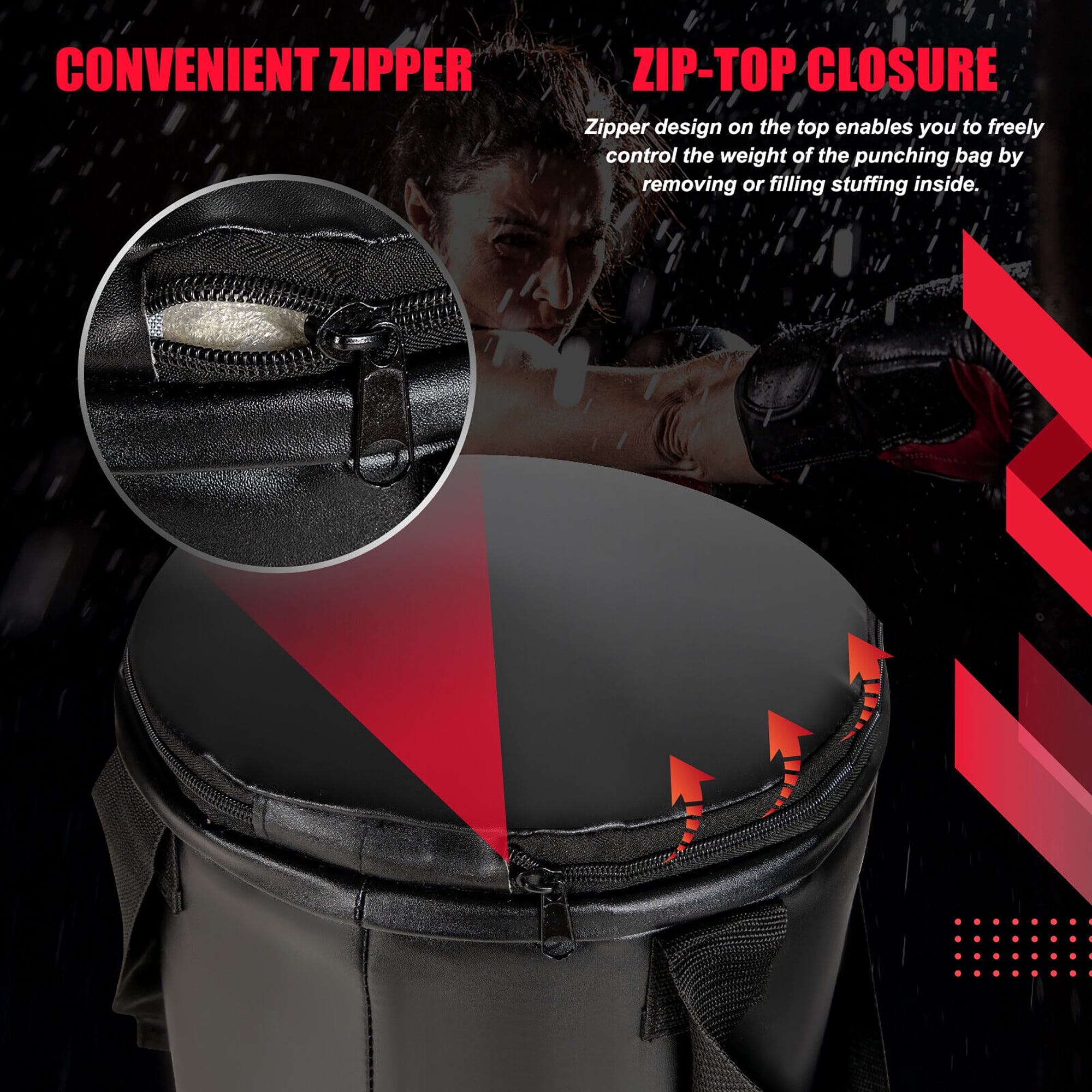 Gymax 63 lbs Filled Punching Hanging Bag Set Kick Boxing MMA training w/ Gloves Adults